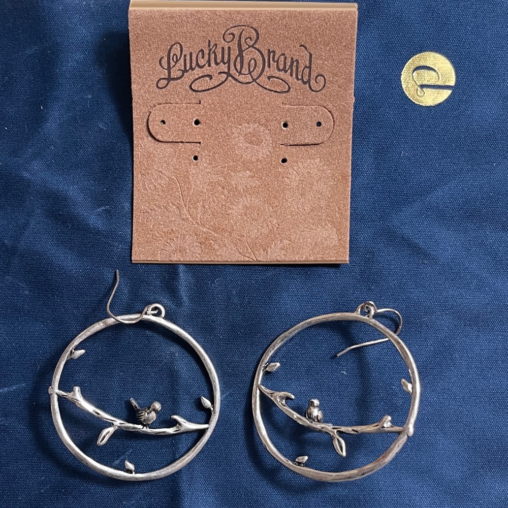 Lucky Brand Silver Bird Branch Earrings